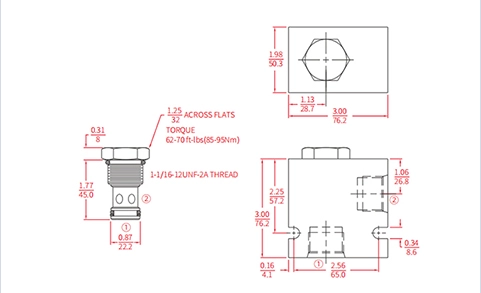Performance/Dimension/Sectional Drawing of ICV-12-20 Poppet Check Valve