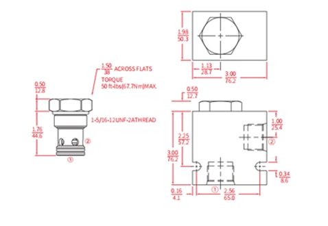 Performance/Dimension/Sectional Drawing of ICV16-20 Poppet Check Valve