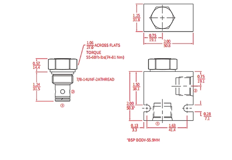 Performance/Dimension/Sectional Drawing of ICV10-C20 Ball Valve, Check Valve