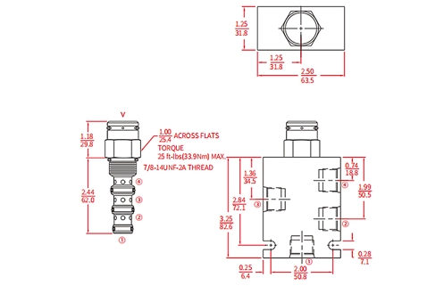 Performance/Dimension/Sectional Drawing of IPD10-40 Piloted 3-Way Spool Valve