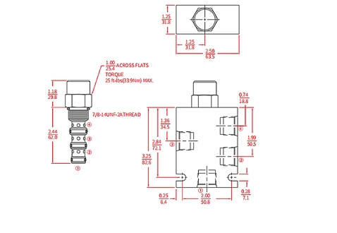 Performance/Dimension/Sectional Drawing of IPD10-42 Piloted 3-Way Spool Valve