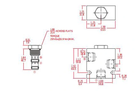 Performance/Dimension/Sectional Drawing of IPC10-32 Pilot-To-Open Check Valves