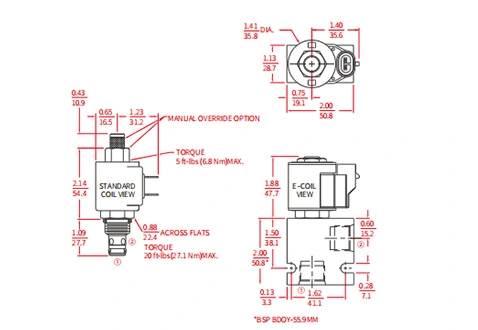 Performance/Dimension/Sectional Drawing of ISV08-20 Poppet 2-Way N.C. Solenoid Valve