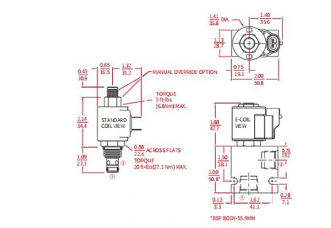 Performance/Dimension/Sectional Drawing of ISV08-24 Spool 2-Way N.C. Solenoid Valve