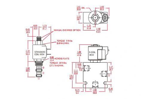 Performance/Dimension/Sectional Drawing of ISV08-33 Spool 3-Way 2-Position Solenoid Valve