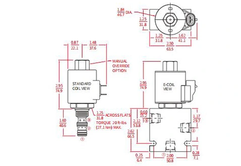 Performance/Dimension/Sectional Drawing of ISV38-38 Spool 3-Way 2-Position N.C. Solenoid Valve
