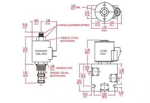Performance/Dimension/Sectional Drawing of ISV10-34 Spool 3-Way 2-Position Solenoid Valve