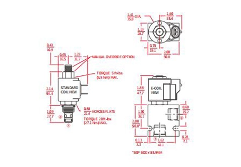 Performance/Dimension/Sectional Drawing of ISV08-22 Poppet 2-Way N.C. Solenoid Valve