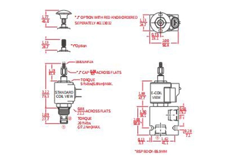 Performance/Dimension/Sectional Drawing of ISV08-20J Poppet 2-Way N.C. Pull-Only Manual Override