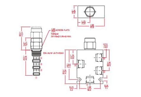 Performance/Dimension/Sectional Drawing of IPD10-41 Piloted 3-Way Spool Valve
