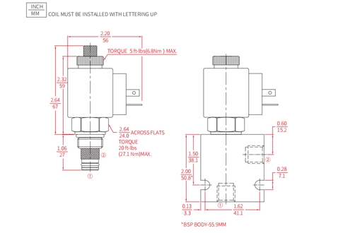 Performance/Dimension/Sectional Drawing of ISV08-B20 Poppet 2-Way N.C. Solenoid Valve