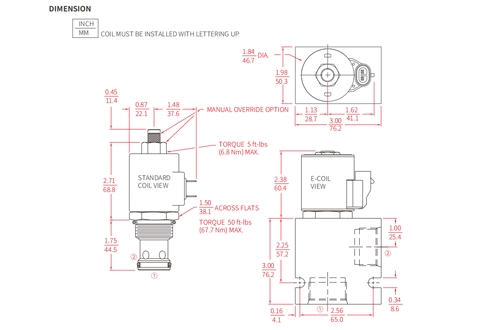 Performance/Dimension/Sectional Drawing of ISV16-B20 Poppet 2-Way N.C. Solenoid Valve